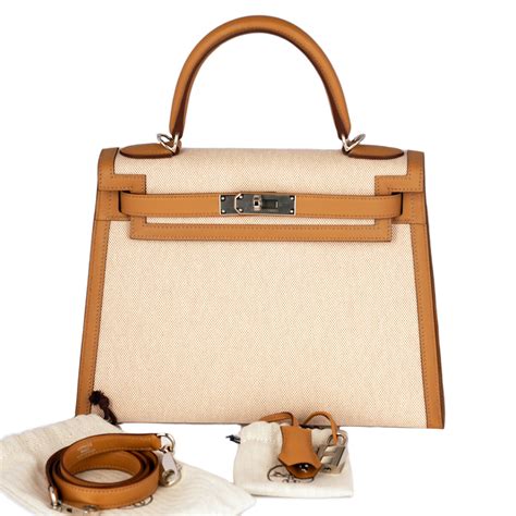 HERMES Toile H Swift Kelly Sellier 28 Ecru Biscuit